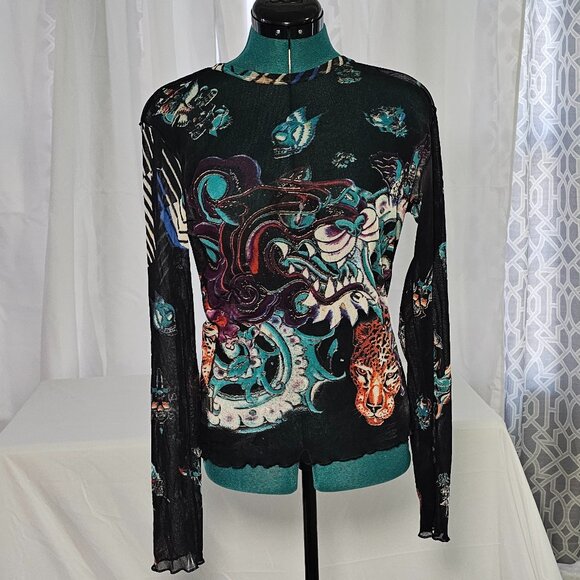 Just Cavalli Tops - Just Cavalli Multicolor Printed Blouse – Long Sleeve, EUR 50 / US 14–16